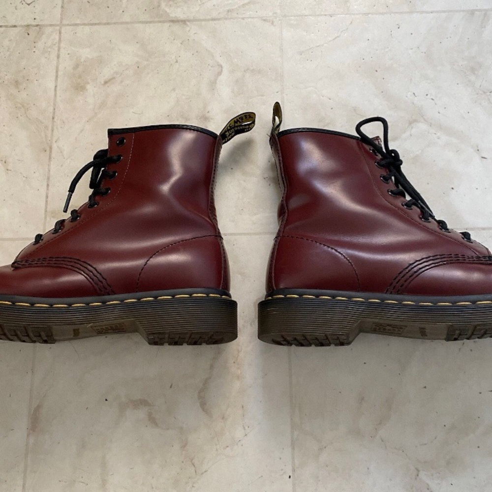 $180 Dr. Martens 1460 8-eye Burgundy Leather Lace-Up Combat Moto Boots Size 6 - Picture 8 of 15